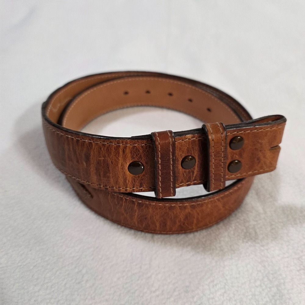 Sunset Trails Leather Belt Strap Brown Stitched Detail Mens Waist Size 36